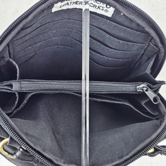 GREAT AMERICAN LEATHERWORKS Black Nubuck Leather Crossbody Organizer Bag - Picture 11 of 14